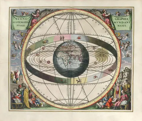 Andreas Cellarius, Scenographia Systematis Mundani Ptolemaici, from Harmonia Macrocosmica