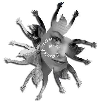 MissConception — a black-and-white collage of many outstretched arms radiating from the artist's face.